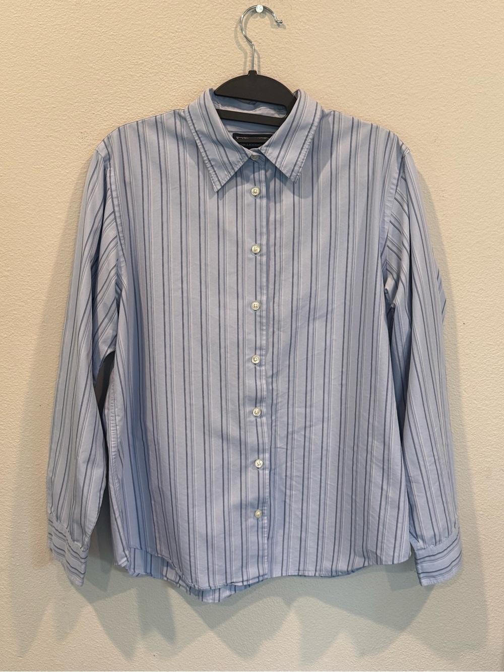 Lands' End No-Iron Supima Classic Blouse Women’s 12 Striped Office Career